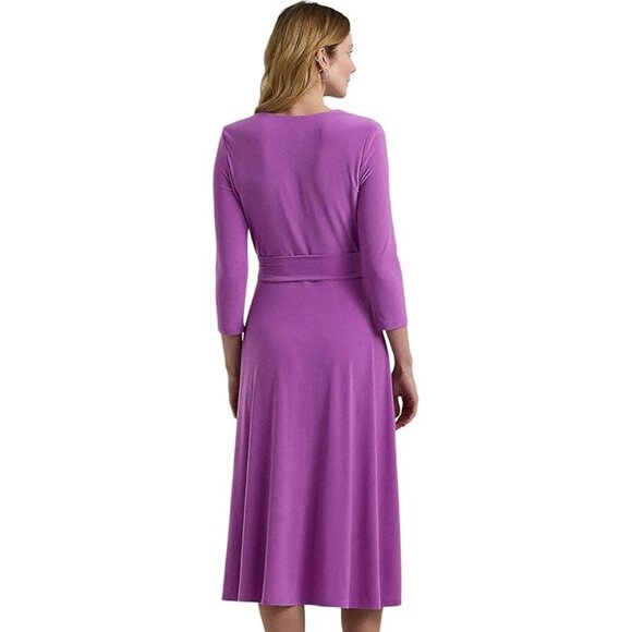 $145 Lauren Ralph Lauren Surplice Jersey Dress Women's Aurora Violet Size 8 - Picture 2 of 3